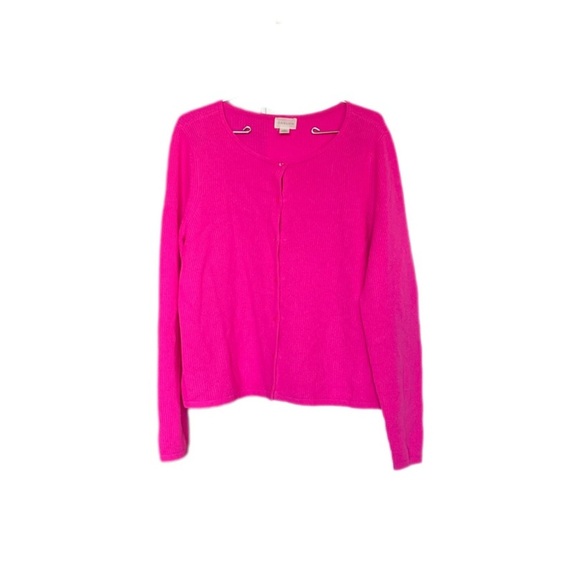 Caslon Wool Cashmere Hot Pink Long Sleeve Button Down Cardigan Women’s XL - Picture 3 of 12